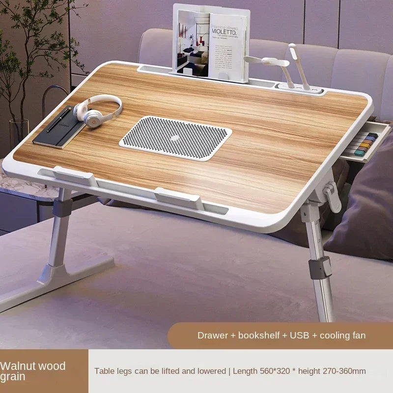 Foldable Radiator-Adjustable Laptop Desk with Drawer