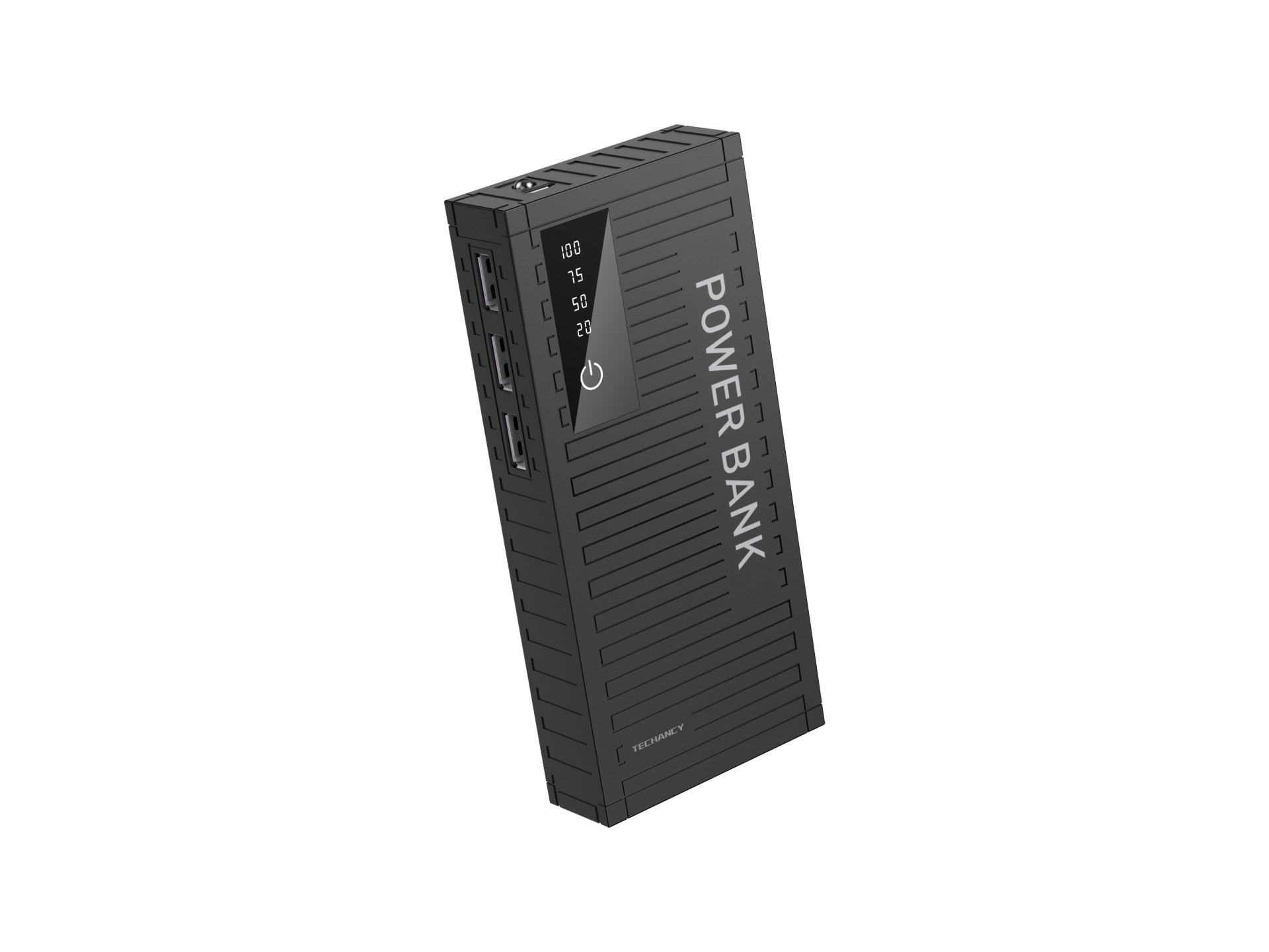 Techancy 5000mah Power Bank Preto TF2780，Carregamento Rápido De 2A,3 Saídas Usb Para Telemóvel/Tablet.